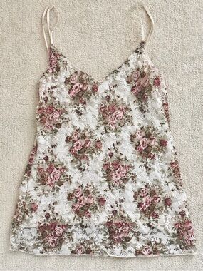 Costa Blanca Women’s Coquette Rose Floral Lace Tank Top Camisole S